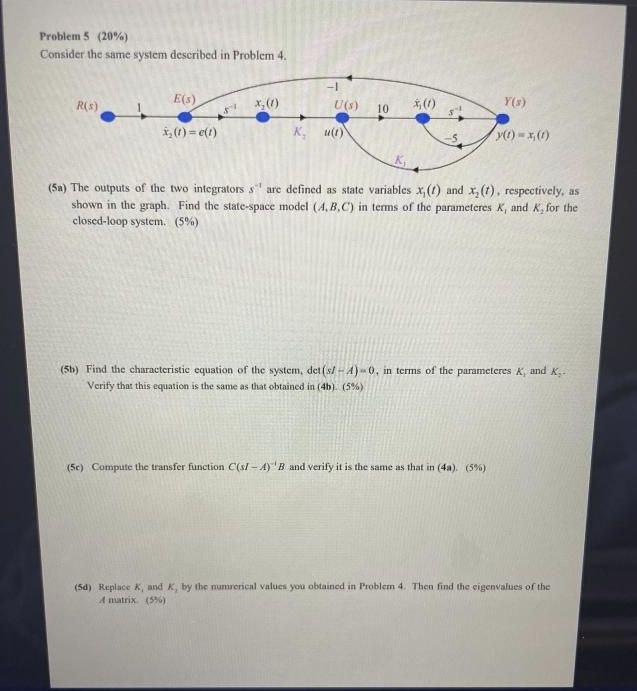 Solved Problem 5 (20%) Consider the same system described in | Chegg.com