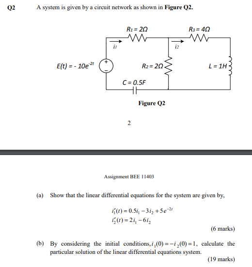 Solved Q2 A system is given by a circuit network as shown in | Chegg.com