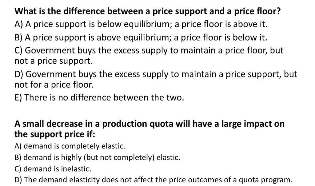 Solved What is the difference between a price support and a | Chegg.com