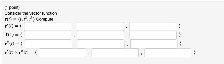 Solved > (1 point) Consider the vector function r(t) = | Chegg.com