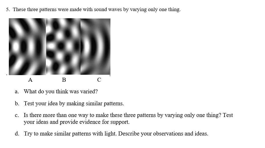 Sound Wave Test Pattern Solved 5. These three patterns were made with sound waves by | Chegg.com