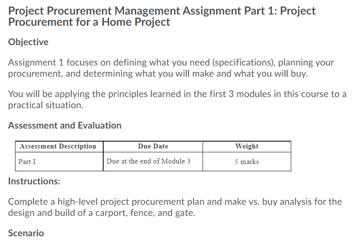 assignment procurement management