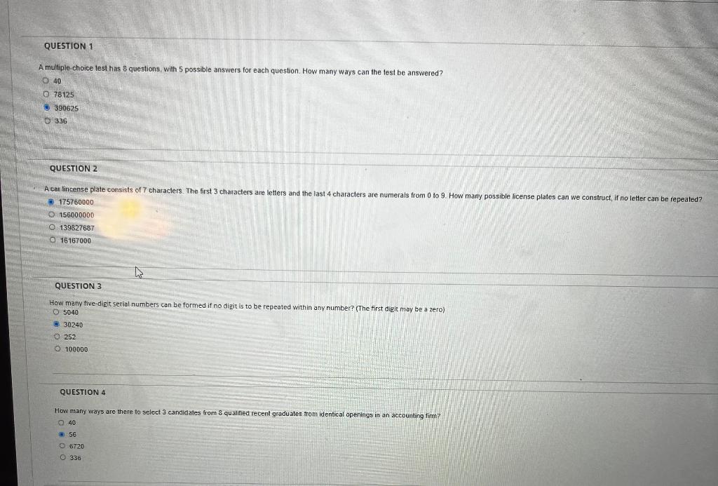 Solved A muliple-choice test has 8 questions, with 5 | Chegg.com