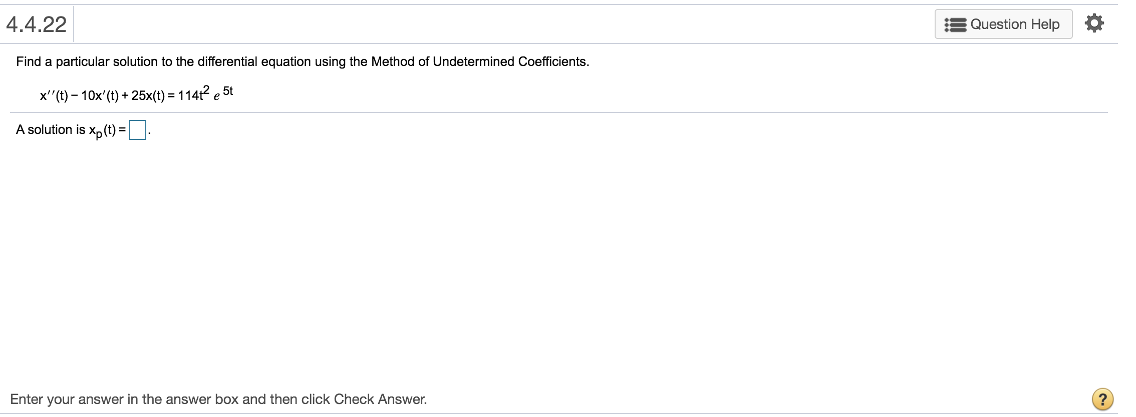 Solved 4.4.22 Question Help Find A Particular Solution To | Chegg.com