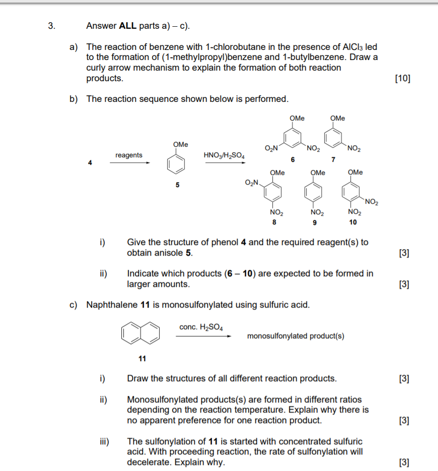 Solved 3. Answer ALL parts a) – c). a) The reaction of | Chegg.com