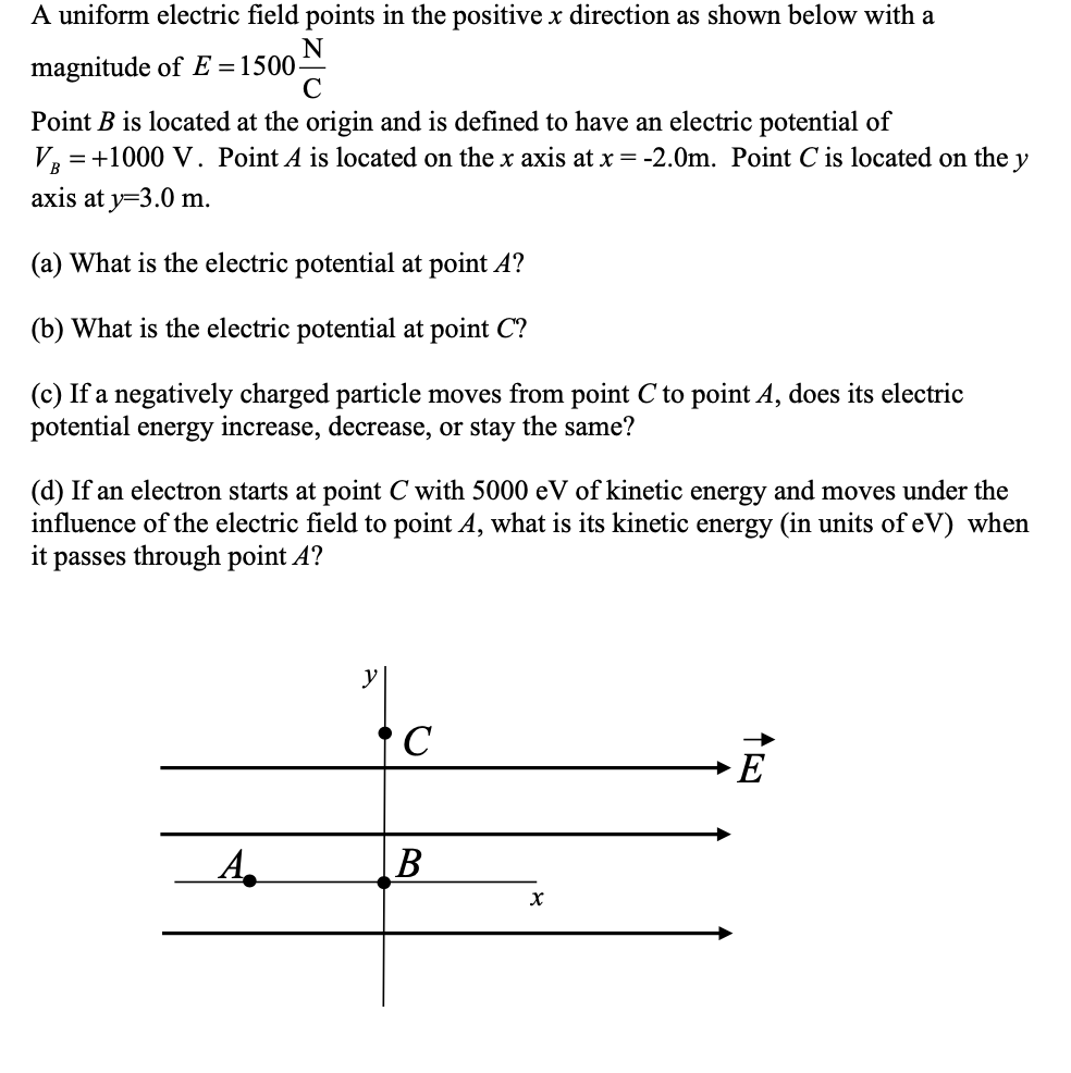 Solved A uniform electric field points in the positive x | Chegg.com