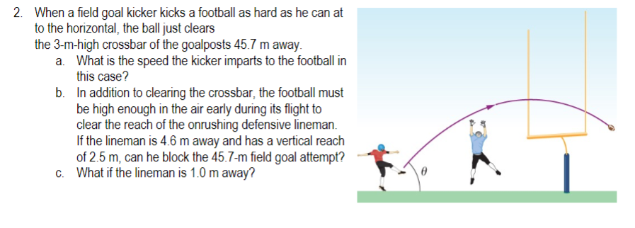 Solved 2. When a field goal kicker kicks a football as hard | Chegg.com