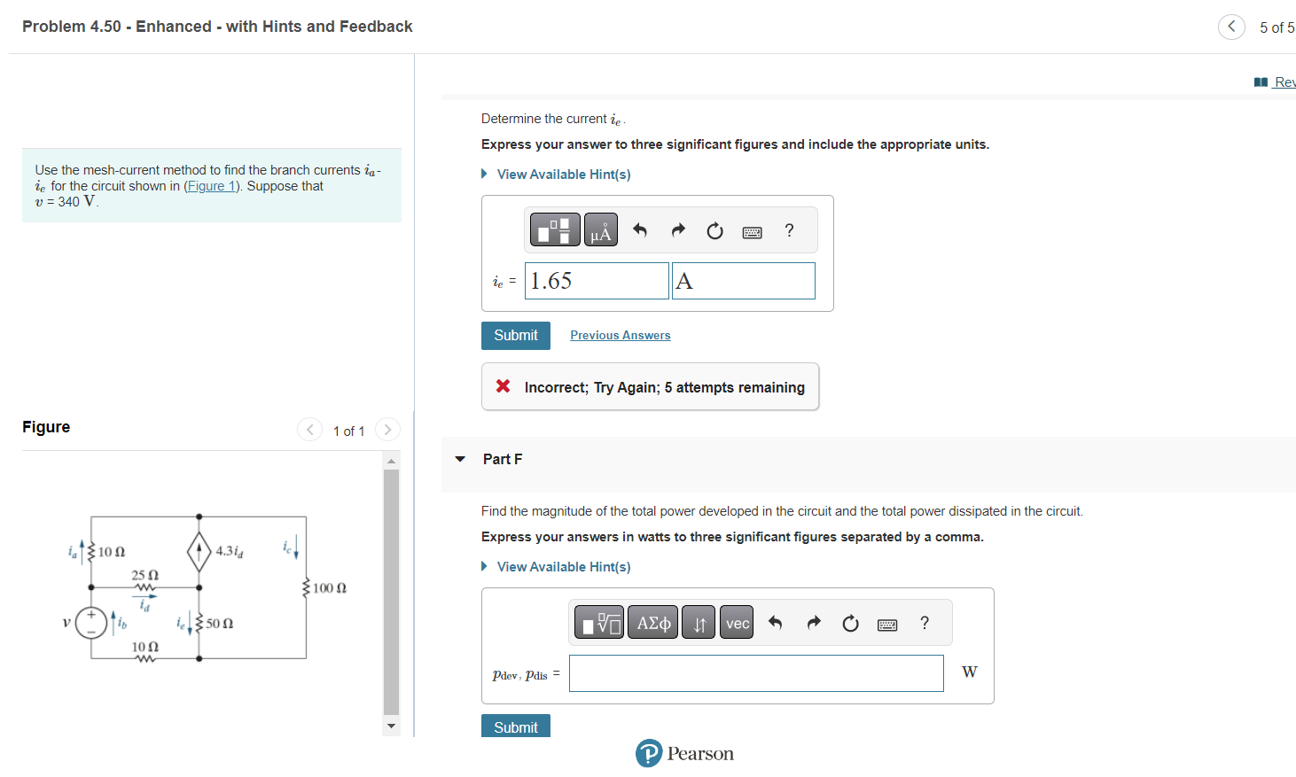 Solved Problem 4.50 - Enhanced - with Hints and Feedback | Chegg.com