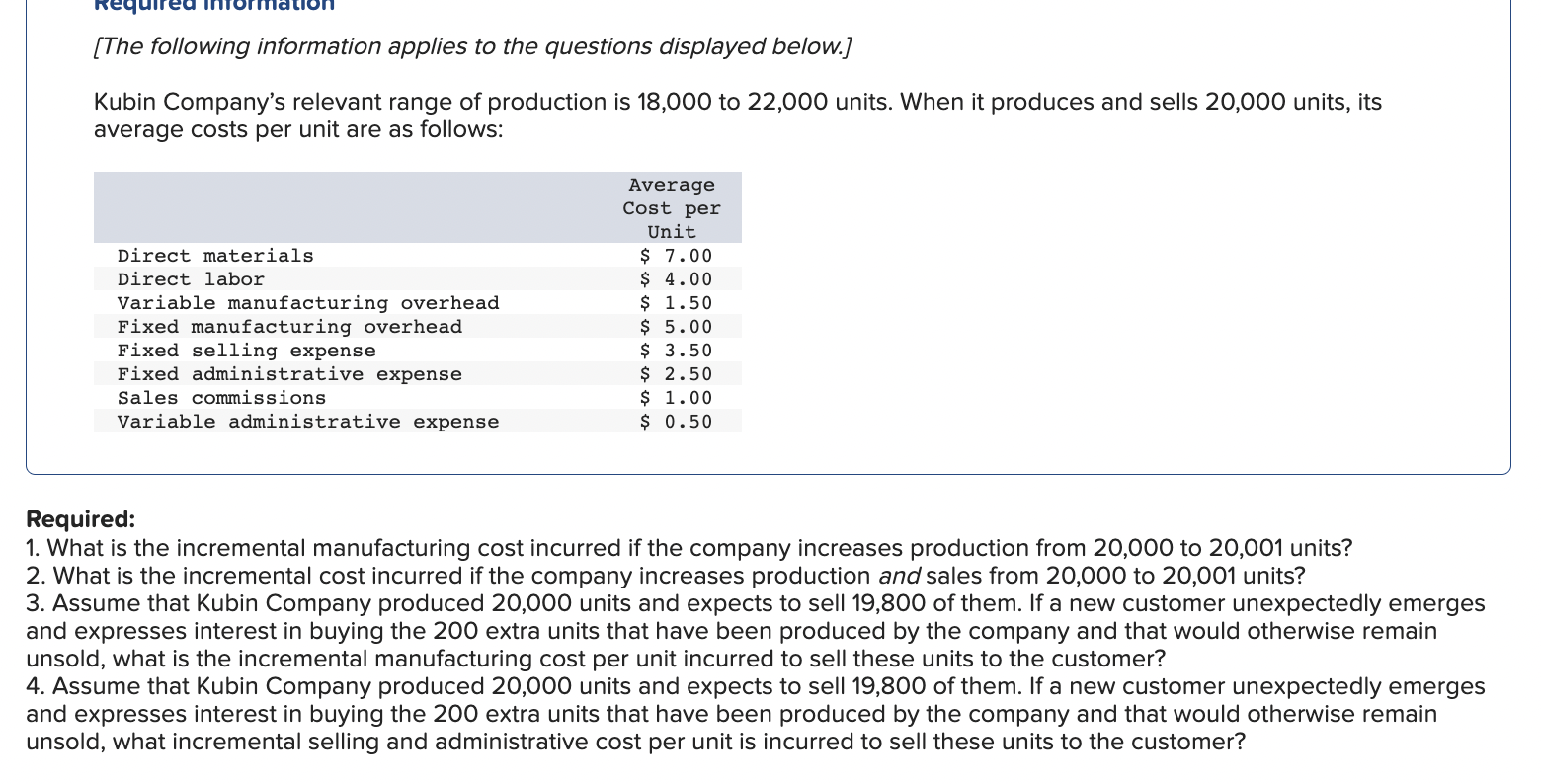 Solved [The Following Information Applies To The Questions | Chegg.com