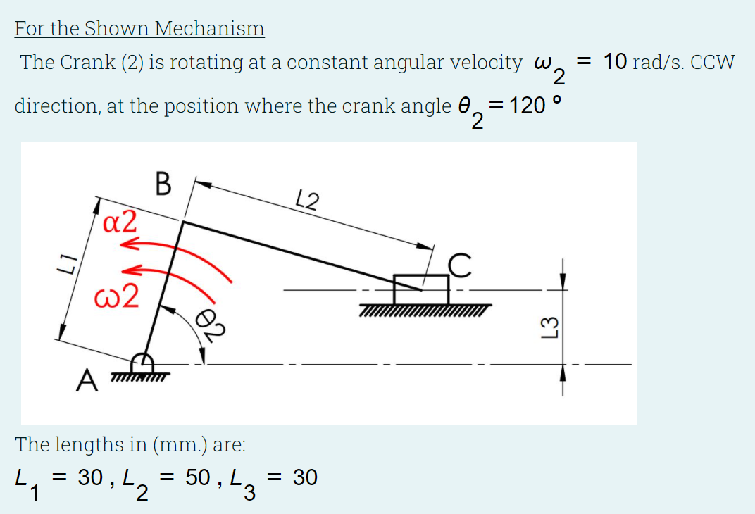 Solved For the shown Mechanism The Crank (2) is rotating at | Chegg.com