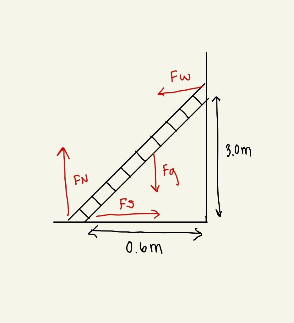 Solved A 8.5 kg ladder rests on a rough floor and leans | Chegg.com