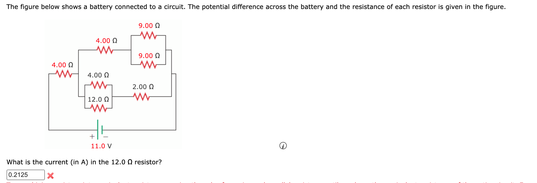 Solved What is the current (in A) in the 12.0Ω resistor? x