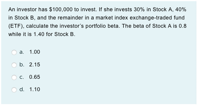 Solved An Investor Has $100,000 To Invest. If She Invests | Chegg.com