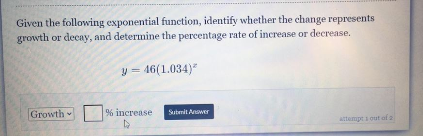 Solved Given the following exponential function, identify | Chegg.com