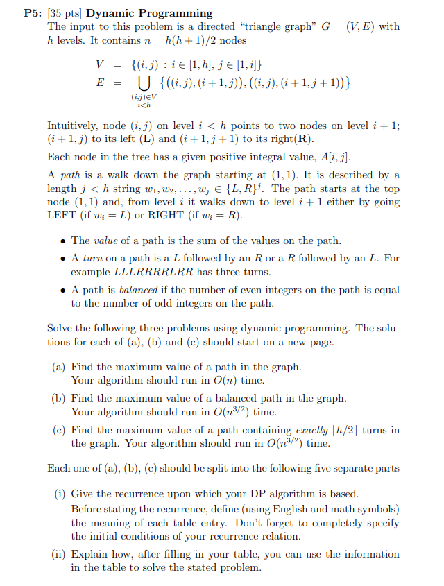 P5 35 Pts Dynamic Programming The Input To This Chegg Com