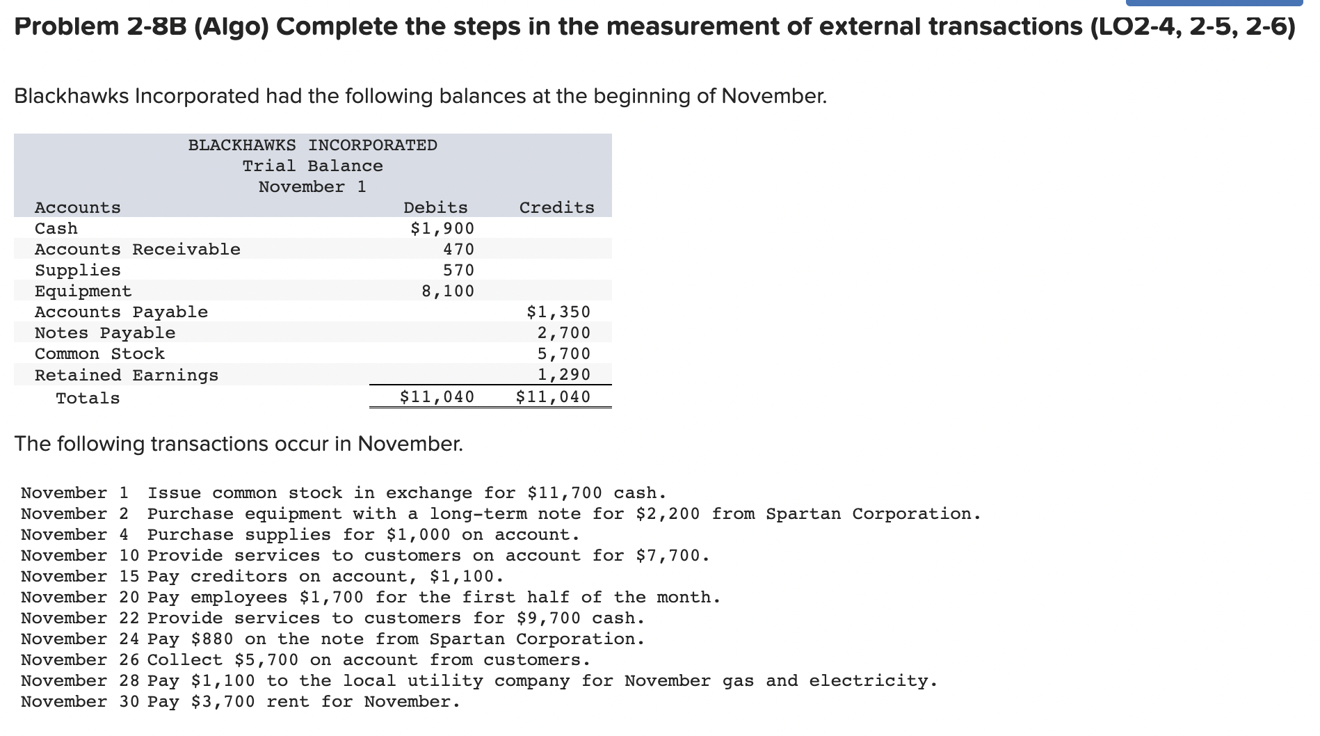 Problem 2-8B (Algo) Complete the steps in the | Chegg.com