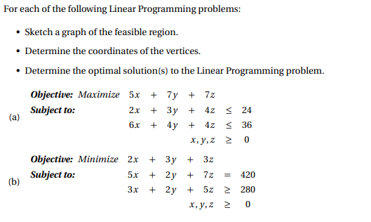 Solved For Each Of The Following Linear Programming | Chegg.com