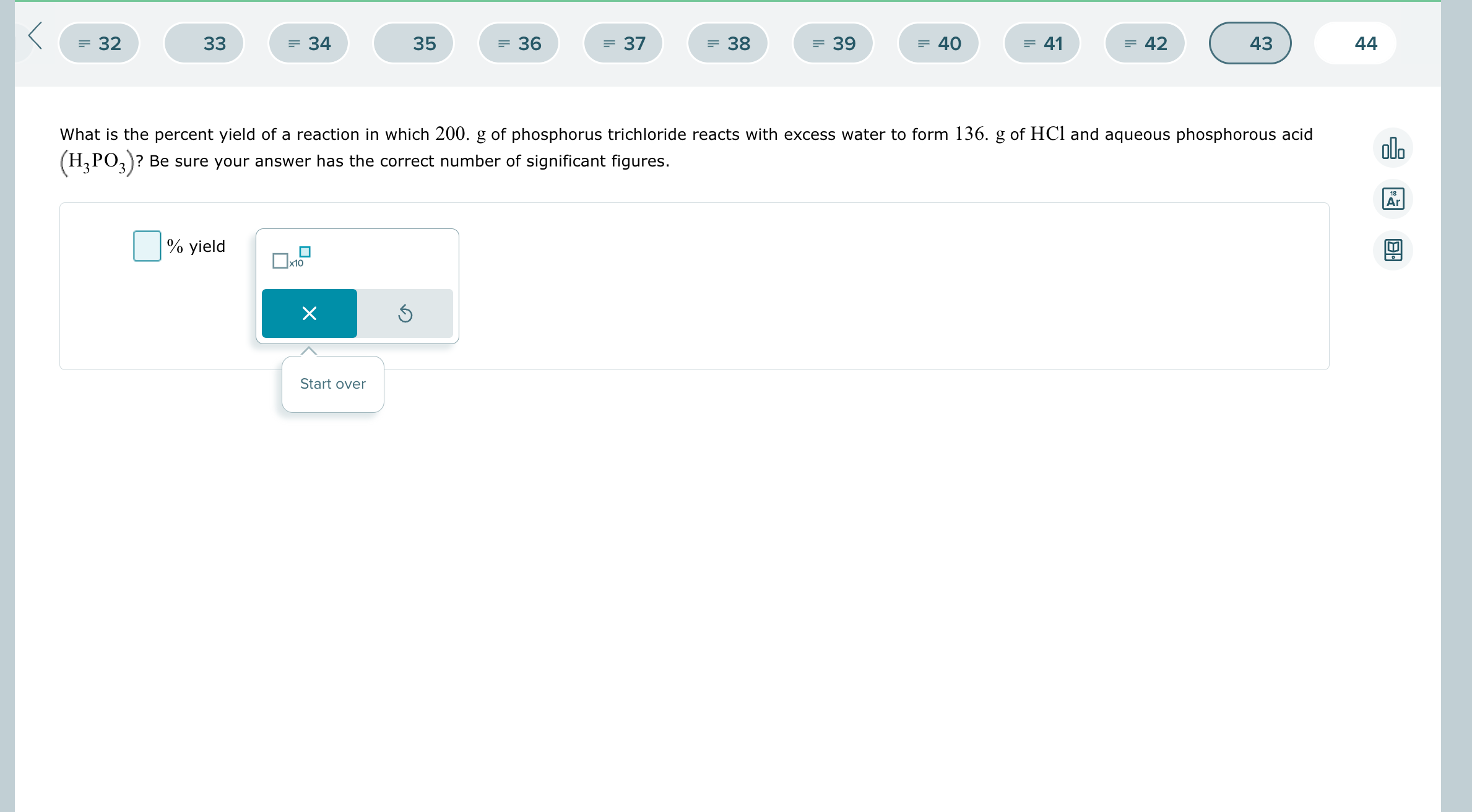 Solved What is the percent yield of a reaction in which 200. | Chegg.com