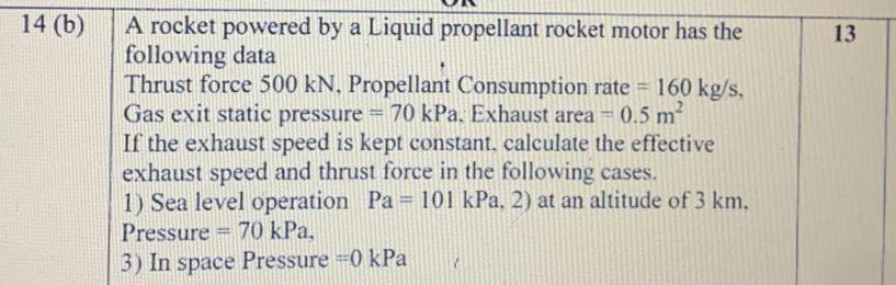 Solved 14 (6) 13 A rocket powered by a Liquid propellant | Chegg.com