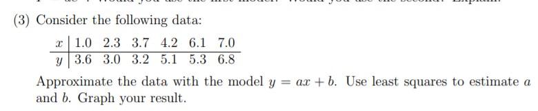 Solved (3) Consider the following data: 21.0 2.3 3.7 4.2 6.1 | Chegg.com