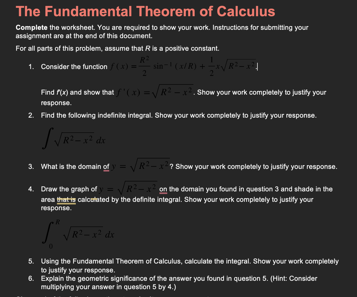 Solved The Fundamental Theorem of ﻿CalculusComplete the | Chegg.com