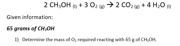 Solved 2 Ch3oh (1) + 3 O2 (g) → 2 Co2 (8) + 4 H20 (1) Given 