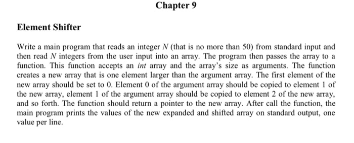 Solved Chapter 9 Element Shifter Write a main program that | Chegg.com
