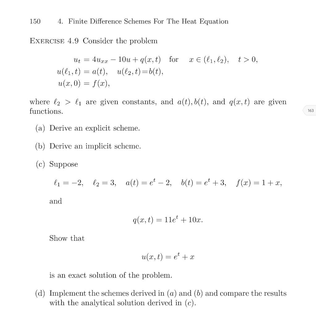 150 4. Finite Difference Schemes For The Heat | Chegg.com