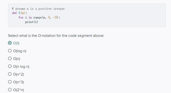 Solved # Assume n is a positive integer def f(n) : for i in | Chegg.com