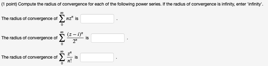 compute the radius of convergence