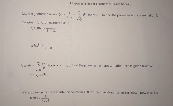 representations of functions as power series