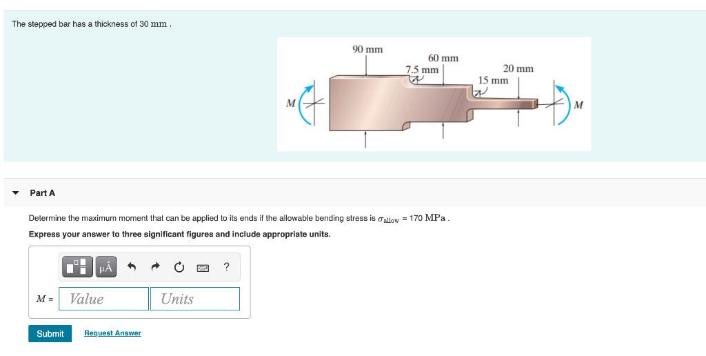 Solved The Stepped Bar Has A Thickness Of 30 Mm. 90 Mm 60 Mm | Chegg.com