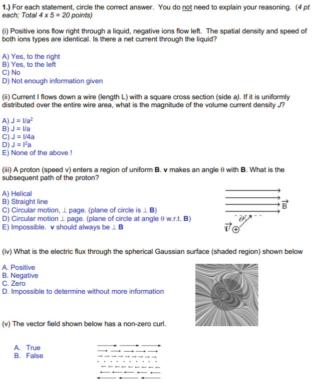 Solved 1 For Each Statement Circle The Correct Answer Chegg Com