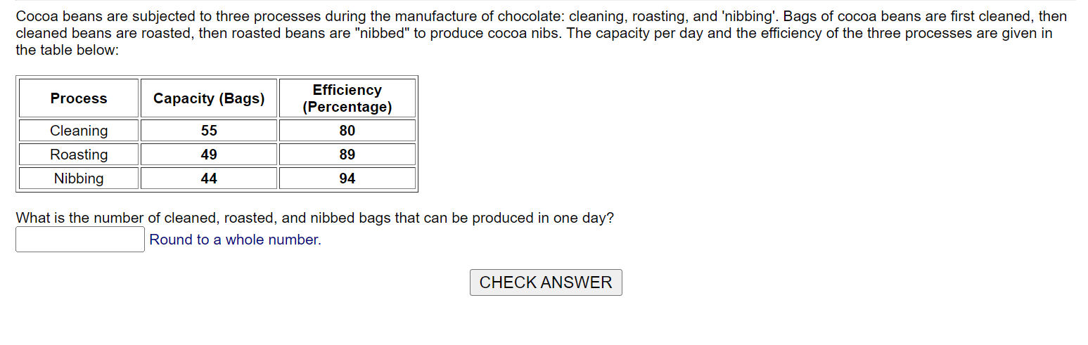 Solved Cocoa Beans Are Subjected To Three Processes During Chegg Com