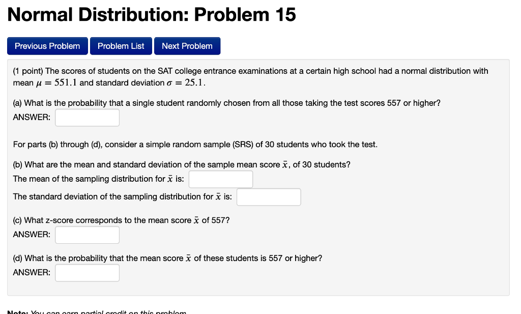 Solved Normal Distribution: Problem 15 Previous Problem | Chegg.com