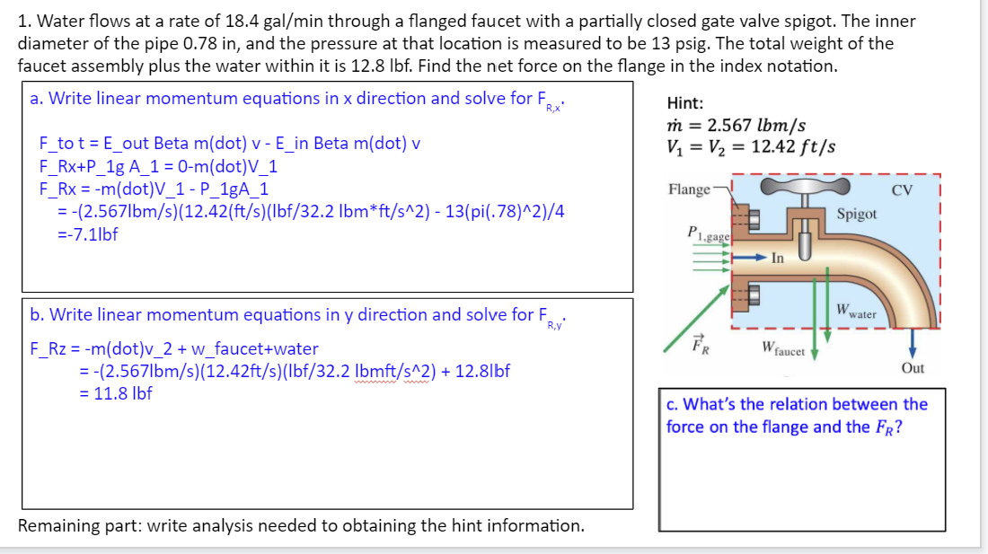 Solved 1 Water Flows At A Rate Of 18 4 Gal Min Through A Chegg Com