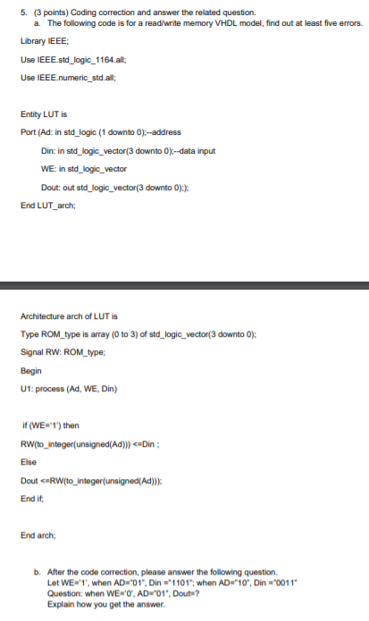 5. (3 points) Coding correction and answer the | Chegg.com