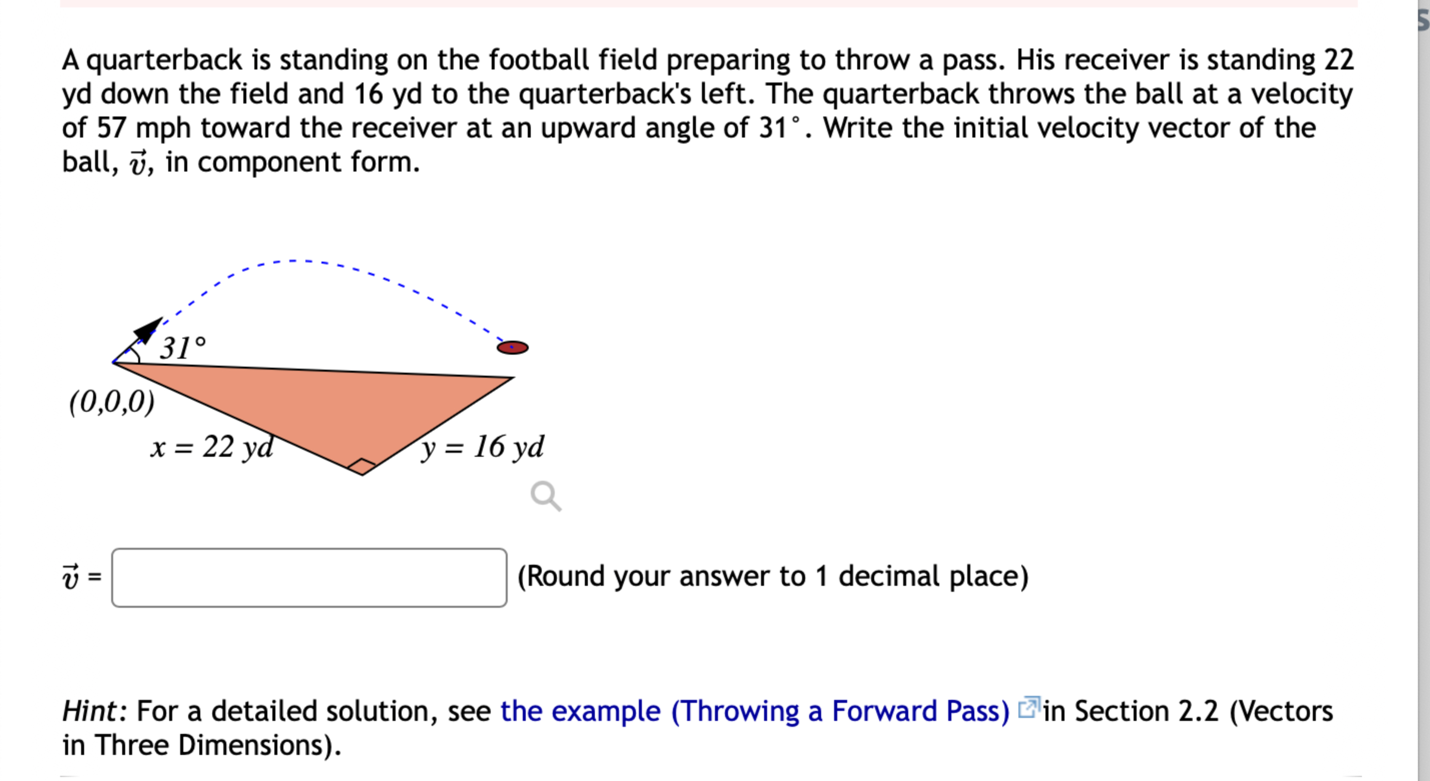 Solved A quarterback is standing on the football field | Chegg.com