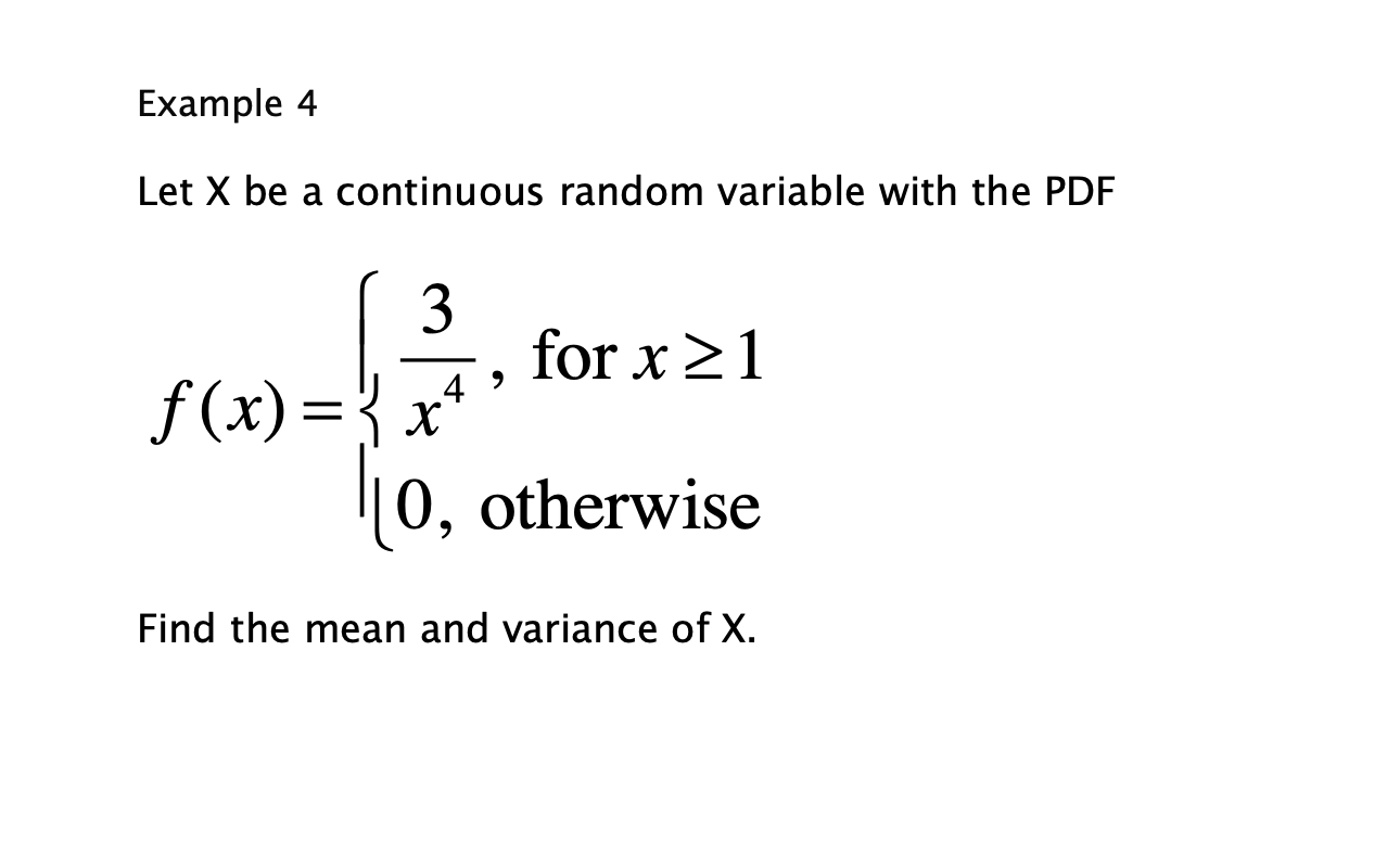 Solved Example 4 Let X be a continuous random variable with | Chegg.com