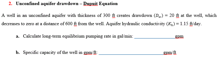 well drawdown formula well drawdown formula