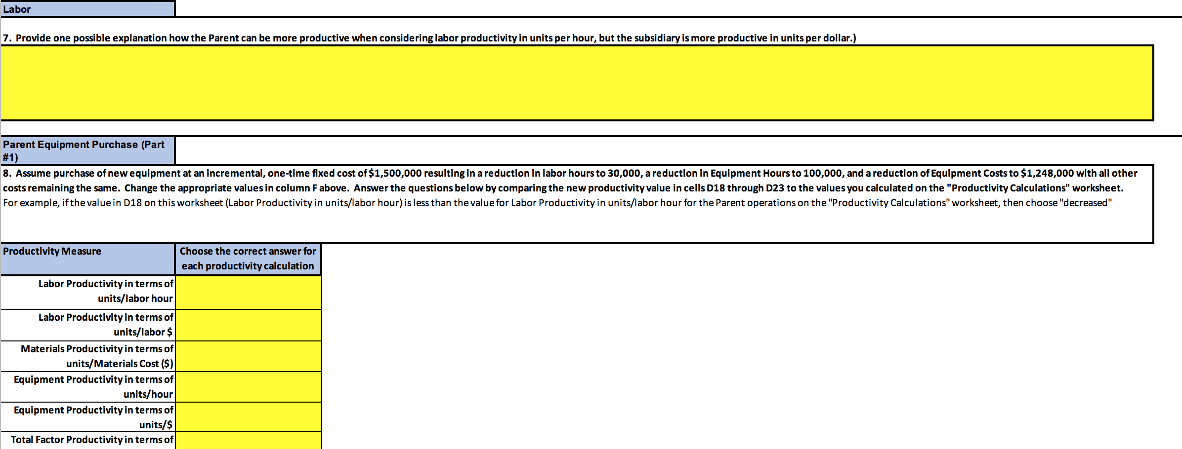 Solved Productivity Analysis Assignment Total = 55 points: | Chegg.com