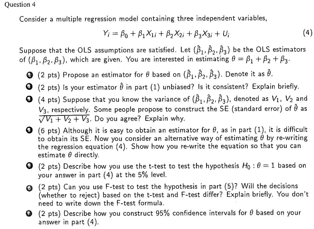 Solved Question 4Consider A Multiple Regression Model | Chegg.com