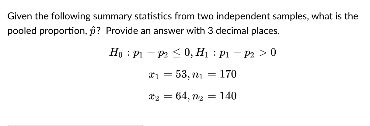 Solved Given The Following Summary Statistics From Two | Chegg.com