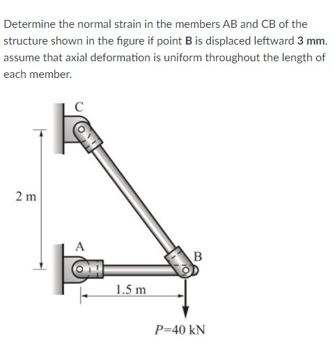 Solved Determine the normal strain in the members AB and CB | Chegg.com