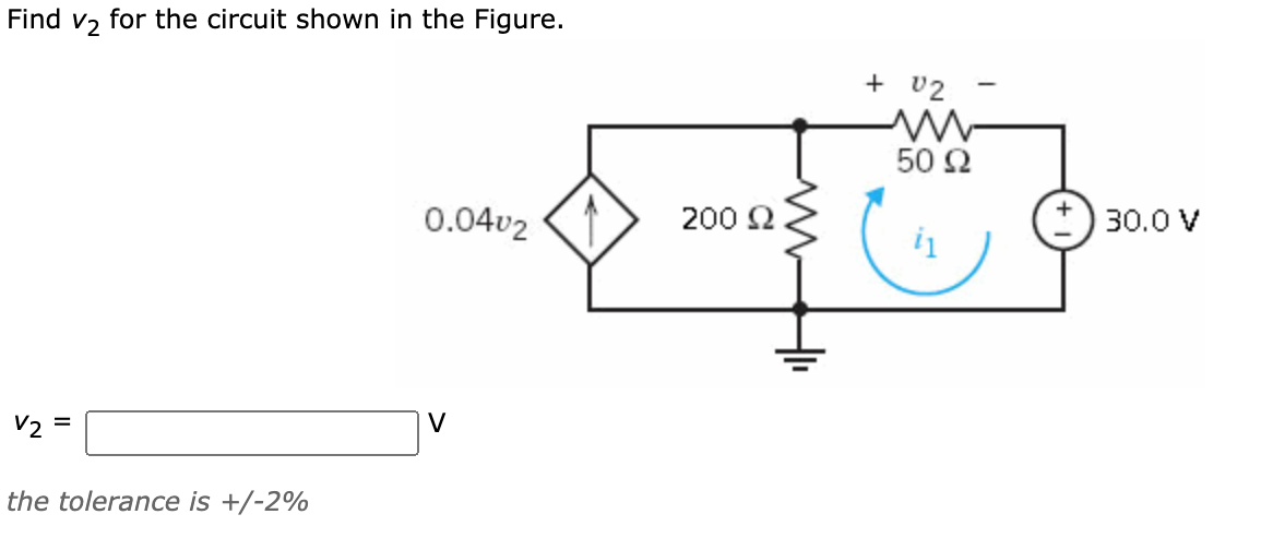 Solved Find V2 For The Circuit Shown In The Figure. + V2 50 | Chegg.com