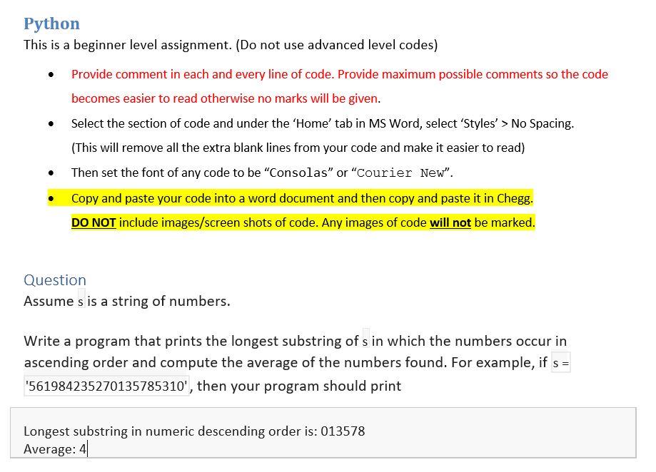 Solved Python This is a beginner level assignment. (Do not | Chegg.com