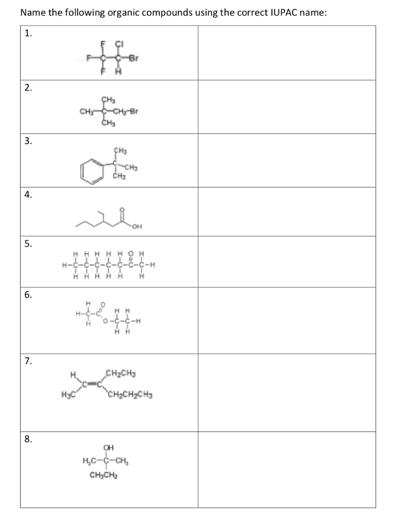 Solved Name The Following Organic Compounds Using The 2123