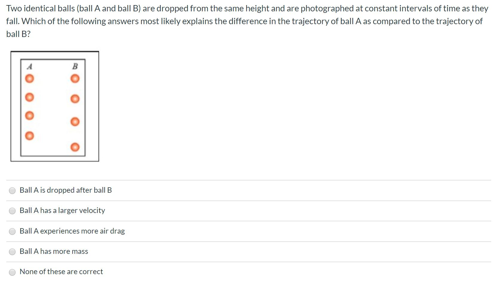 Solved Two Identical Balls (ball A And Ball B) Are Dropped | Chegg.com