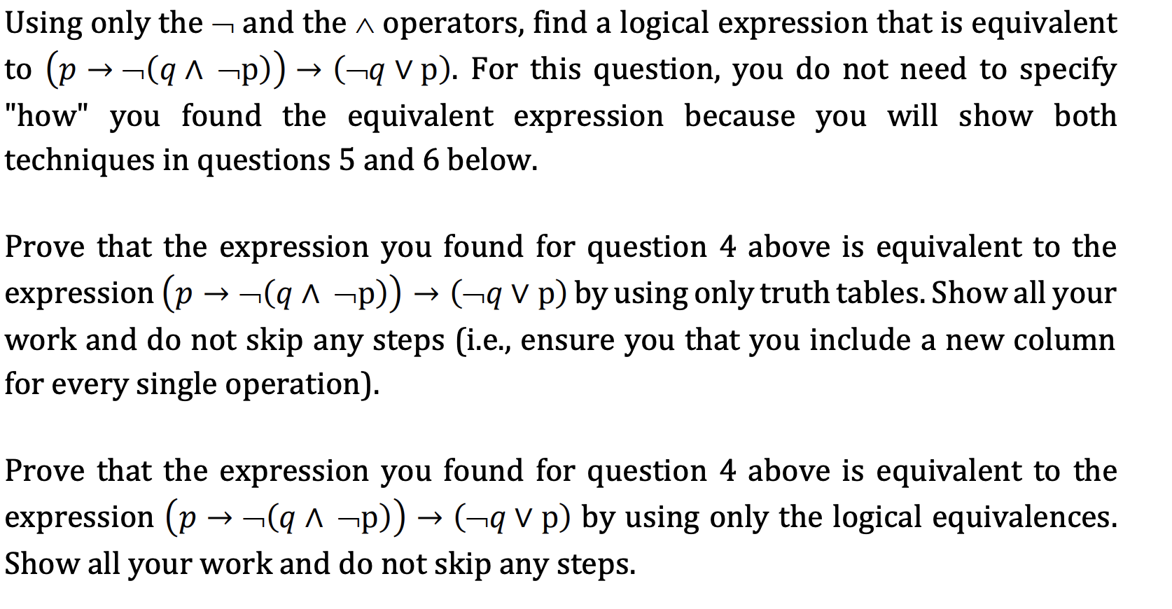 Solved Using only the - and the a operators, find a logical | Chegg.com
