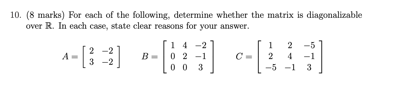 Solved 10. (8 marks) For each of the following, determine | Chegg.com